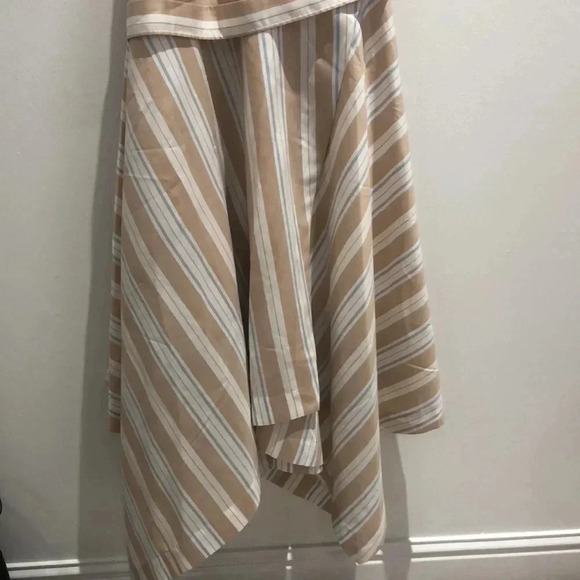 Anthropologie Maeve tan white asymmetrical wrap shirt dress Sz 12 New with Tags - Picture 4 of 10